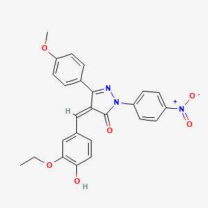 molecular formula C25H21N3O6 B5976176 4-(3-ethoxy-4-hydroxybenzylidene)-5-(4-methoxyphenyl)-2-(4-nitrophenyl)-2,4-dihydro-3H-pyrazol-3-one 
