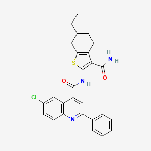 molecular formula C27H24ClN3O2S B5976181 N-[3-(aminocarbonyl)-6-ethyl-4,5,6,7-tetrahydro-1-benzothien-2-yl]-6-chloro-2-phenyl-4-quinolinecarboxamide 