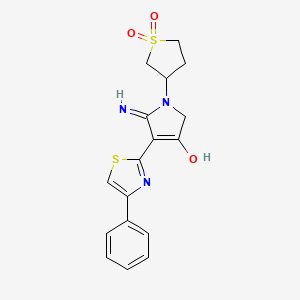 molecular formula C17H17N3O3S2 B5976190 5-amino-1-(1,1-dioxidotetrahydro-3-thienyl)-4-(4-phenyl-1,3-thiazol-2-yl)-1,2-dihydro-3H-pyrrol-3-one 