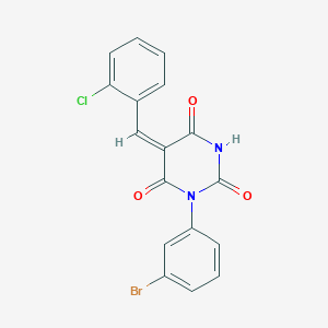 molecular formula C17H10BrClN2O3 B5976223 1-(3-bromophenyl)-5-(2-chlorobenzylidene)-2,4,6(1H,3H,5H)-pyrimidinetrione 
