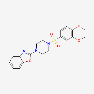 molecular formula C19H19N3O5S B5976278 2-[4-(2,3-dihydro-1,4-benzodioxin-6-ylsulfonyl)piperazin-1-yl]-1,3-benzoxazole 