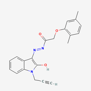 molecular formula C21H19N3O3 B5976318 2-(2,5-dimethylphenoxy)-N'-[2-oxo-1-(2-propyn-1-yl)-1,2-dihydro-3H-indol-3-ylidene]acetohydrazide 