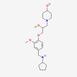 molecular formula C21H34N2O4 B5976327 1-(3-{4-[(cyclopentylamino)methyl]-2-methoxyphenoxy}-2-hydroxypropyl)-4-piperidinol 