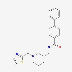 molecular formula C23H25N3OS B5976342 N-{[1-(1,3-thiazol-2-ylmethyl)-3-piperidinyl]methyl}-4-biphenylcarboxamide 