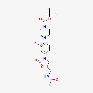 molecular formula C21H29FN4O5 B597635 4-[4-[5-[(Acetylamino)methyl]-2-oxo-3-oxazolidinyl]-2-fluorophenyl]-1-piperazinecarboxylic acid tert-butyl ester CAS No. 154591-03-4