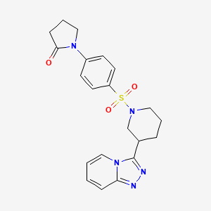 molecular formula C21H23N5O3S B5976446 1-{4-[(3-[1,2,4]triazolo[4,3-a]pyridin-3-yl-1-piperidinyl)sulfonyl]phenyl}-2-pyrrolidinone 