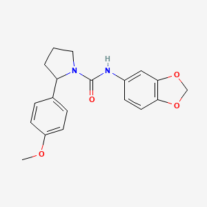 molecular formula C19H20N2O4 B5976453 N-1,3-benzodioxol-5-yl-2-(4-methoxyphenyl)-1-pyrrolidinecarboxamide 