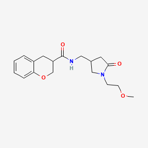 molecular formula C18H24N2O4 B5976462 N-{[1-(2-methoxyethyl)-5-oxo-3-pyrrolidinyl]methyl}-3-chromanecarboxamide 
