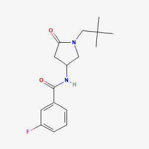 molecular formula C16H21FN2O2 B5976468 N-[1-(2,2-dimethylpropyl)-5-oxo-3-pyrrolidinyl]-3-fluorobenzamide 