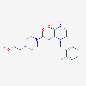 molecular formula C20H30N4O3 B5976510 3-{2-[4-(2-hydroxyethyl)-1-piperazinyl]-2-oxoethyl}-4-(2-methylbenzyl)-2-piperazinone 