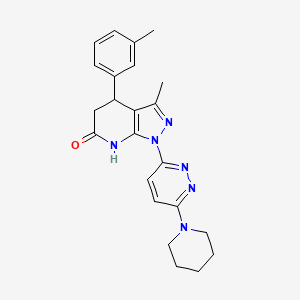 molecular formula C23H26N6O B5976547 3-methyl-4-(3-methylphenyl)-1-[6-(1-piperidinyl)-3-pyridazinyl]-1,4,5,7-tetrahydro-6H-pyrazolo[3,4-b]pyridin-6-one 