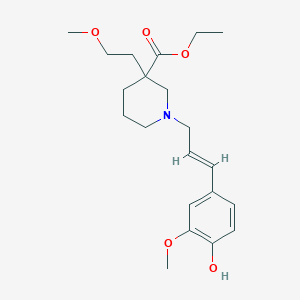 ethyl 1-[(2E)-3-(4-hydroxy-3-methoxyphenyl)-2-propen-1-yl]-3-(2-methoxyethyl)-3-piperidinecarboxylate
