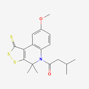 molecular formula C18H21NO2S3 B5976551 8-methoxy-4,4-dimethyl-5-(3-methylbutanoyl)-4,5-dihydro-1H-[1,2]dithiolo[3,4-c]quinoline-1-thione 