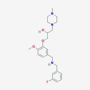 molecular formula C23H32FN3O3 B5976555 1-(5-{[(3-fluorobenzyl)amino]methyl}-2-methoxyphenoxy)-3-(4-methyl-1-piperazinyl)-2-propanol 