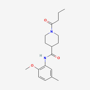 molecular formula C18H26N2O3 B5976566 1-butyryl-N-(2-methoxy-5-methylphenyl)-4-piperidinecarboxamide 