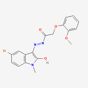 molecular formula C18H16BrN3O4 B5976582 N'-(5-bromo-1-methyl-2-oxo-1,2-dihydro-3H-indol-3-ylidene)-2-(2-methoxyphenoxy)acetohydrazide 