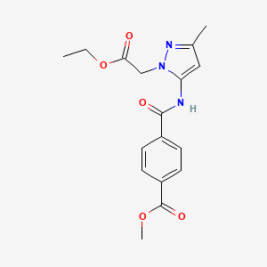molecular formula C17H19N3O5 B5976588 methyl 4-({[1-(2-ethoxy-2-oxoethyl)-3-methyl-1H-pyrazol-5-yl]amino}carbonyl)benzoate 
