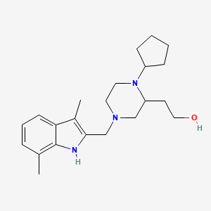molecular formula C22H33N3O B5976631 2-{1-cyclopentyl-4-[(3,7-dimethyl-1H-indol-2-yl)methyl]-2-piperazinyl}ethanol 