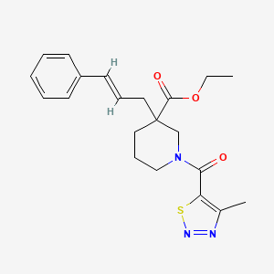 molecular formula C21H25N3O3S B5976656 ethyl 1-[(4-methyl-1,2,3-thiadiazol-5-yl)carbonyl]-3-[(2E)-3-phenyl-2-propen-1-yl]-3-piperidinecarboxylate 