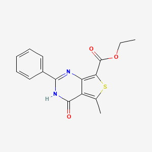 molecular formula C16H14N2O3S B5976668 ethyl 5-methyl-4-oxo-2-phenyl-3,4-dihydrothieno[3,4-d]pyrimidine-7-carboxylate 