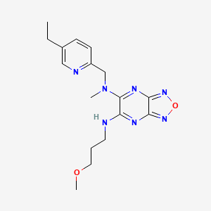 molecular formula C17H23N7O2 B5976678 N-[(5-ethyl-2-pyridinyl)methyl]-N'-(3-methoxypropyl)-N-methyl[1,2,5]oxadiazolo[3,4-b]pyrazine-5,6-diamine 