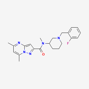 molecular formula C22H26FN5O B5976686 N-[1-(2-fluorobenzyl)-3-piperidinyl]-N,5,7-trimethylpyrazolo[1,5-a]pyrimidine-2-carboxamide 