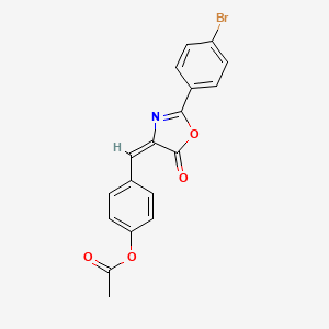 molecular formula C18H12BrNO4 B5976709 4-{[2-(4-bromophenyl)-5-oxo-1,3-oxazol-4(5H)-ylidene]methyl}phenyl acetate 