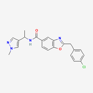 molecular formula C21H19ClN4O2 B5976712 2-(4-chlorobenzyl)-N-[1-(1-methyl-1H-pyrazol-4-yl)ethyl]-1,3-benzoxazole-5-carboxamide 