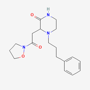 molecular formula C18H25N3O3 B5976835 3-[2-(2-isoxazolidinyl)-2-oxoethyl]-4-(3-phenylpropyl)-2-piperazinone 