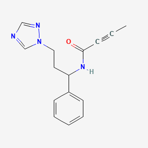 molecular formula C15H16N4O B5976853 N-[1-phenyl-3-(1H-1,2,4-triazol-1-yl)propyl]-2-butynamide 