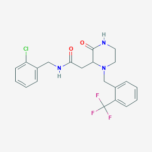 molecular formula C21H21ClF3N3O2 B5976856 N-(2-chlorobenzyl)-2-{3-oxo-1-[2-(trifluoromethyl)benzyl]-2-piperazinyl}acetamide 