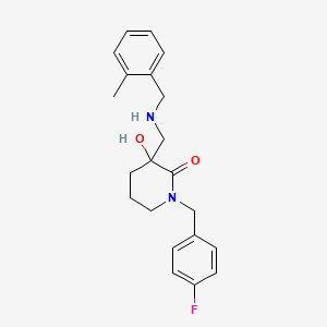 molecular formula C21H25FN2O2 B5976869 1-(4-fluorobenzyl)-3-hydroxy-3-{[(2-methylbenzyl)amino]methyl}-2-piperidinone 