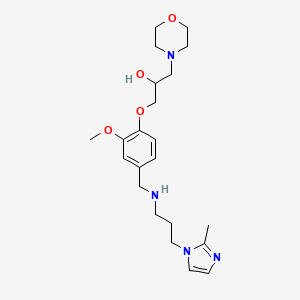 molecular formula C22H34N4O4 B5976896 1-[2-methoxy-4-({[3-(2-methyl-1H-imidazol-1-yl)propyl]amino}methyl)phenoxy]-3-(4-morpholinyl)-2-propanol 