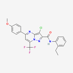 molecular formula C23H18ClF3N4O2 B5976900 3-chloro-N-(2-ethylphenyl)-5-(4-methoxyphenyl)-7-(trifluoromethyl)pyrazolo[1,5-a]pyrimidine-2-carboxamide 