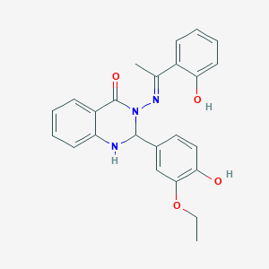 molecular formula C24H23N3O4 B5976932 2-(3-ethoxy-4-hydroxyphenyl)-3-{[1-(2-hydroxyphenyl)ethylidene]amino}-2,3-dihydro-4(1H)-quinazolinone 