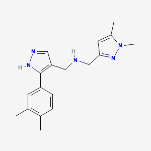 molecular formula C18H23N5 B5976948 1-[3-(3,4-dimethylphenyl)-1H-pyrazol-4-yl]-N-[(1,5-dimethyl-1H-pyrazol-3-yl)methyl]methanamine 
