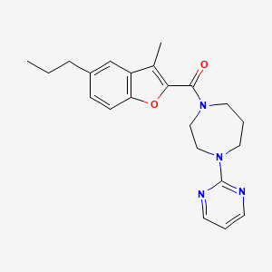 molecular formula C22H26N4O2 B5976961 1-[(3-methyl-5-propyl-1-benzofuran-2-yl)carbonyl]-4-(2-pyrimidinyl)-1,4-diazepane 