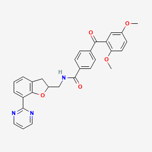 4-(2,5-dimethoxybenzoyl)-N-{[7-(2-pyrimidinyl)-2,3-dihydro-1-benzofuran-2-yl]methyl}benzamide