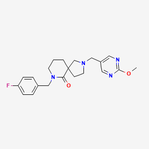 molecular formula C21H25FN4O2 B5977100 7-(4-fluorobenzyl)-2-[(2-methoxy-5-pyrimidinyl)methyl]-2,7-diazaspiro[4.5]decan-6-one 