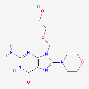 molecular formula C12H18N6O4 B5977143 2-amino-9-[(2-hydroxyethoxy)methyl]-8-(4-morpholinyl)-1,9-dihydro-6H-purin-6-one 