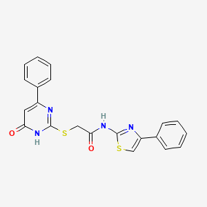 molecular formula C21H16N4O2S2 B5977149 2-[(4-oxo-6-phenyl-1,4-dihydro-2-pyrimidinyl)thio]-N-(4-phenyl-1,3-thiazol-2-yl)acetamide 