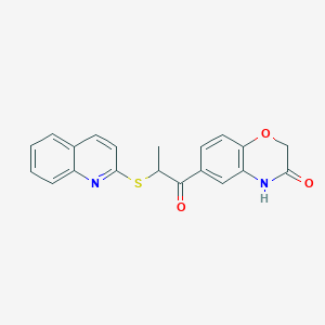 molecular formula C20H16N2O3S B5977165 6-[2-(2-quinolinylthio)propanoyl]-2H-1,4-benzoxazin-3(4H)-one 