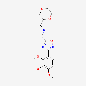molecular formula C18H25N3O6 B5977201 (1,4-dioxan-2-ylmethyl)methyl{[3-(2,3,4-trimethoxyphenyl)-1,2,4-oxadiazol-5-yl]methyl}amine 