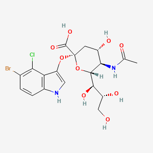 molecular formula C19H22BrClN2O9 B597722 (2S,4S,5R,6R)-5-acetamido-2-((5-bromo-4-chloro-1H-indol-3-yl)oxy)-4-hydroxy-6-((1R,2R)-1,2,3-trihydroxypropyl)tetrahydro-2H-pyran-2-carboxylic acid CAS No. 153248-52-3