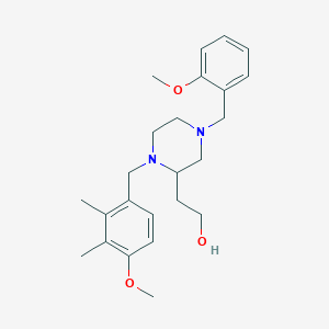 molecular formula C24H34N2O3 B5977248 2-[4-(2-methoxybenzyl)-1-(4-methoxy-2,3-dimethylbenzyl)-2-piperazinyl]ethanol 