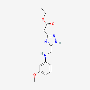 molecular formula C14H18N4O3 B5977259 ethyl (3-{[(3-methoxyphenyl)amino]methyl}-1H-1,2,4-triazol-5-yl)acetate 