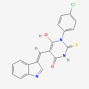 molecular formula C19H12ClN3O2S B5977275 1-(4-chlorophenyl)-5-(1H-indol-3-ylmethylene)-2-thioxodihydro-4,6(1H,5H)-pyrimidinedione 
