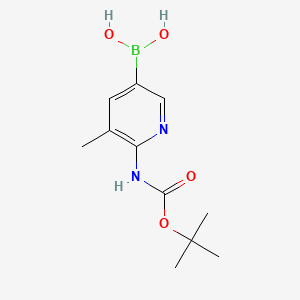 molecular formula C11H17BN2O4 B597729 (6-((tert-Butoxycarbonyl)amino)-5-methylpyridin-3-yl)boronic acid CAS No. 1356087-58-5
