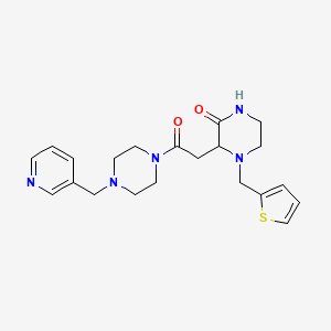 molecular formula C21H27N5O2S B5977294 3-{2-oxo-2-[4-(3-pyridinylmethyl)-1-piperazinyl]ethyl}-4-(2-thienylmethyl)-2-piperazinone 