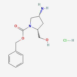 molecular formula C13H19ClN2O3 B597730 (2R,4R)-Benzyl 4-amino-2-(hydroxymethyl)pyrrolidine-1-carboxylate hydrochloride CAS No. 1217734-12-7